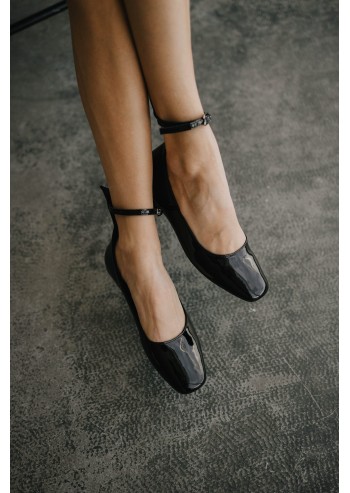 Patent leather ankle strap...