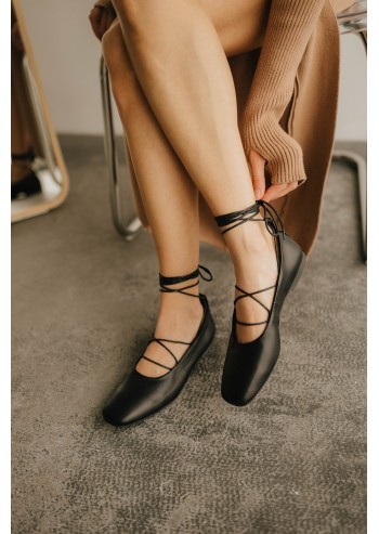 Lace-up ballet flats