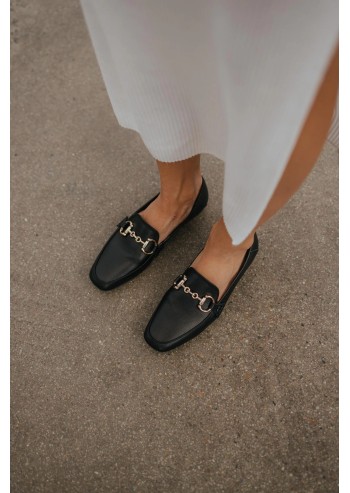 Square-toed horsebit loafers