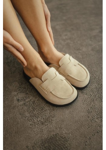 Faux suede mules